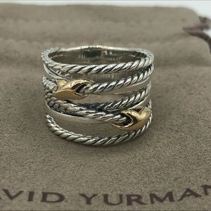 David Yurman 18k Gold Double X Crossover Ring